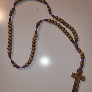 Wooden Bead Rosary with Cross